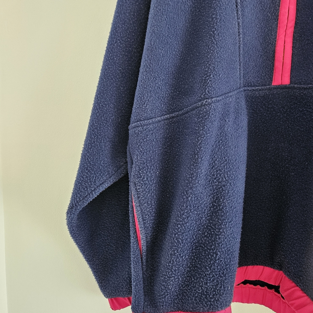 Vintage 90s GAP Arctic Light Fleece Medium 1/4 Zip Oversized Pullover Navy Pink - Picture 3 of 7